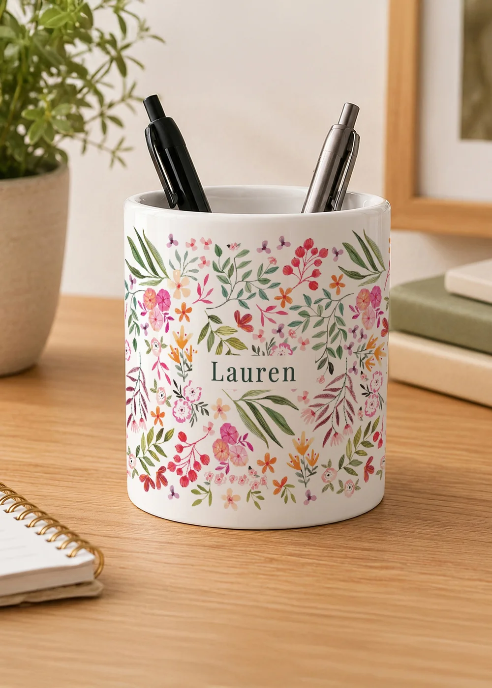 Personalised Memento Company Floral White Make-up Brush Holder - One Size Image 2