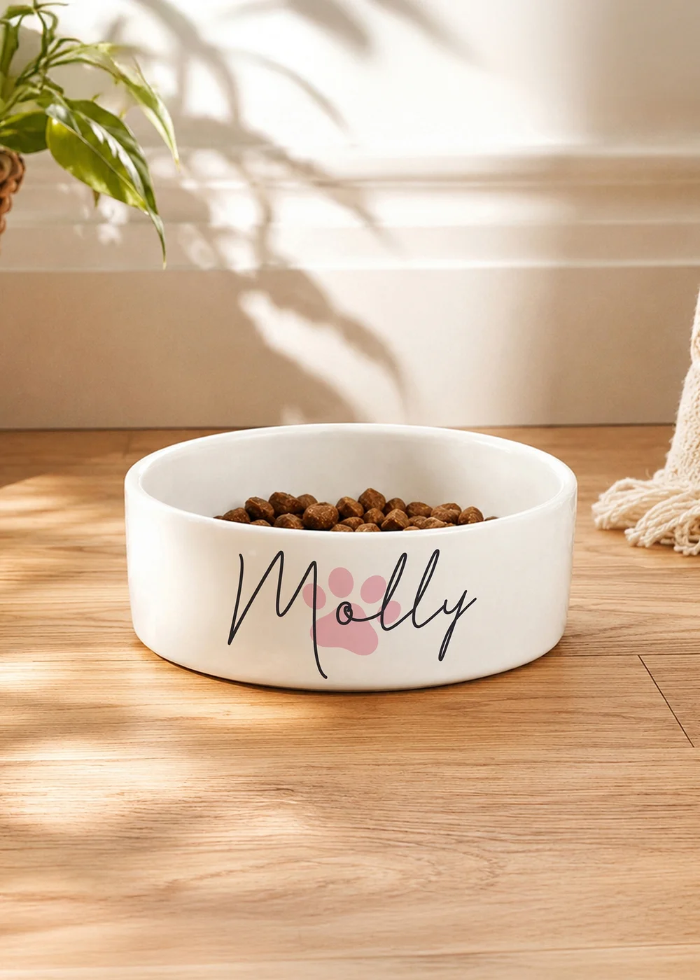 Personalised Memento Company Pink Paw Print Name 15cm Medium Pet Bowl - One Size Image 3