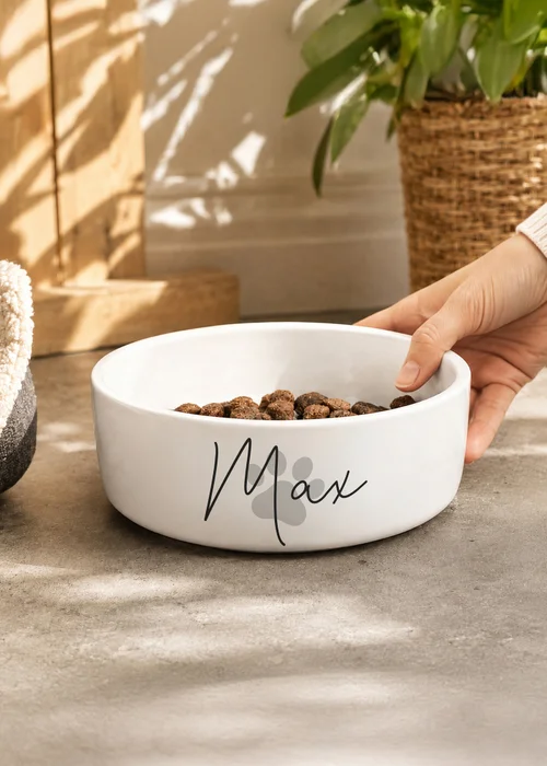 Personalised Memento Company Grey Paw Print Name 15cm Medium Pet Bowl - One Size Image 3