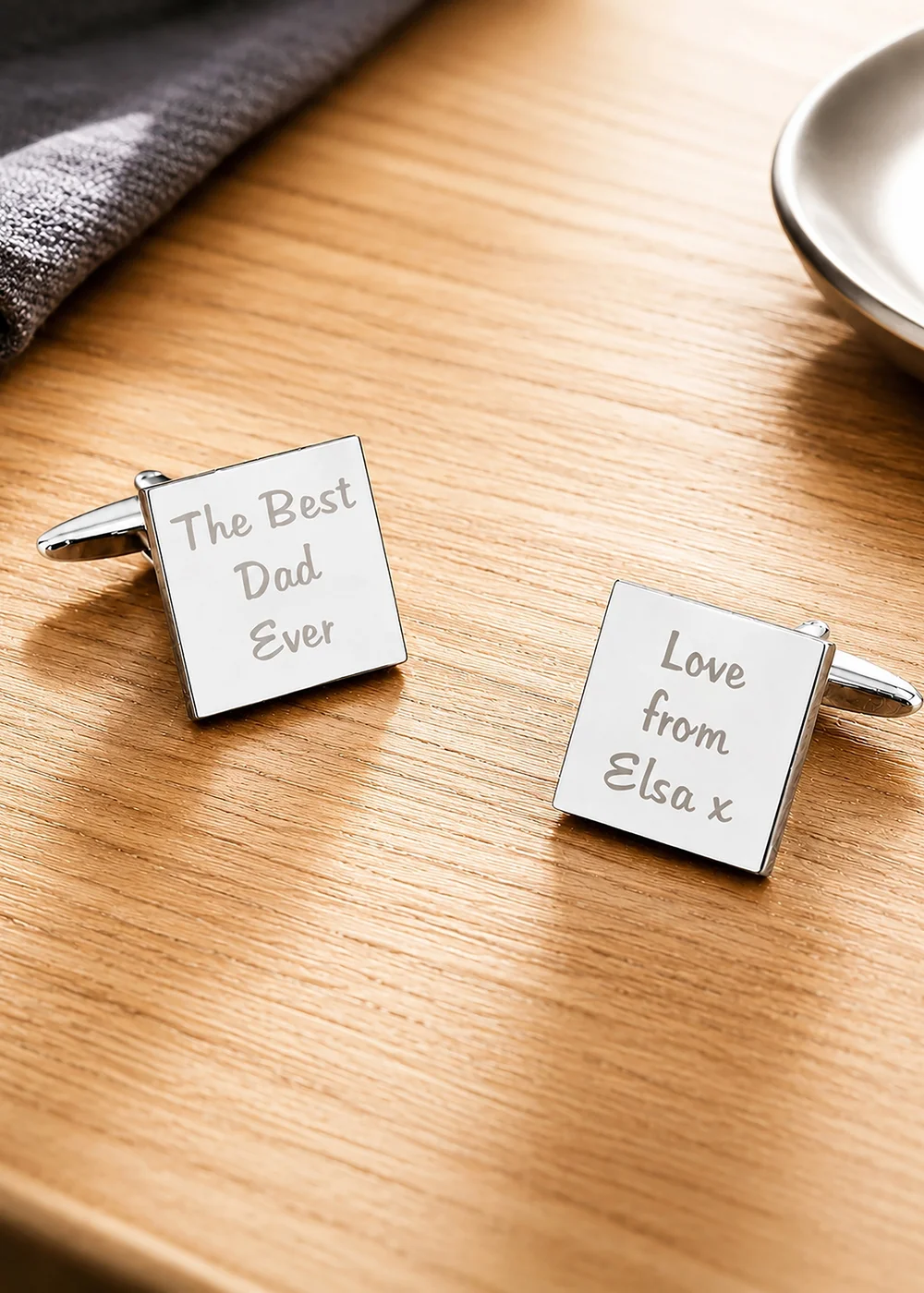 Personalised Memento Company Silver Square Cufflinks - 3 lines - One Size Image 1