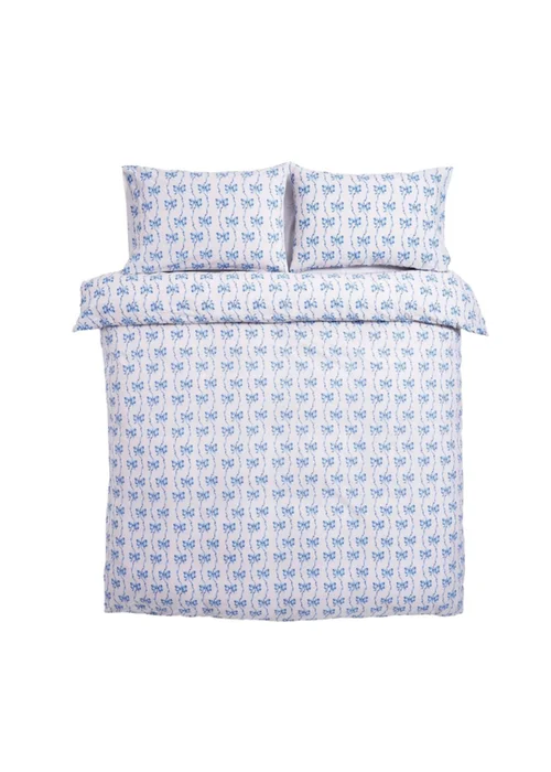 Cath Kidston Ribbon & Bows Reversible Cotton Duvet Cover Set White / Blue - Double Image 3