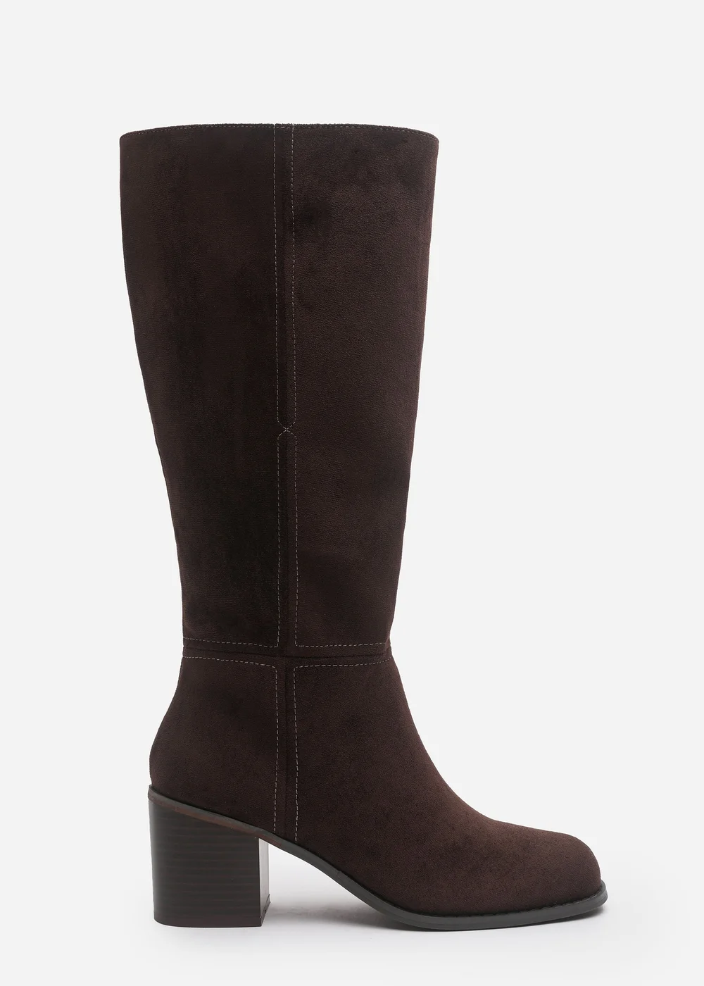 Where's That From Colette Wide Fit Dark Brown Knee High Block Heel Boot - 3 Wide Image 1