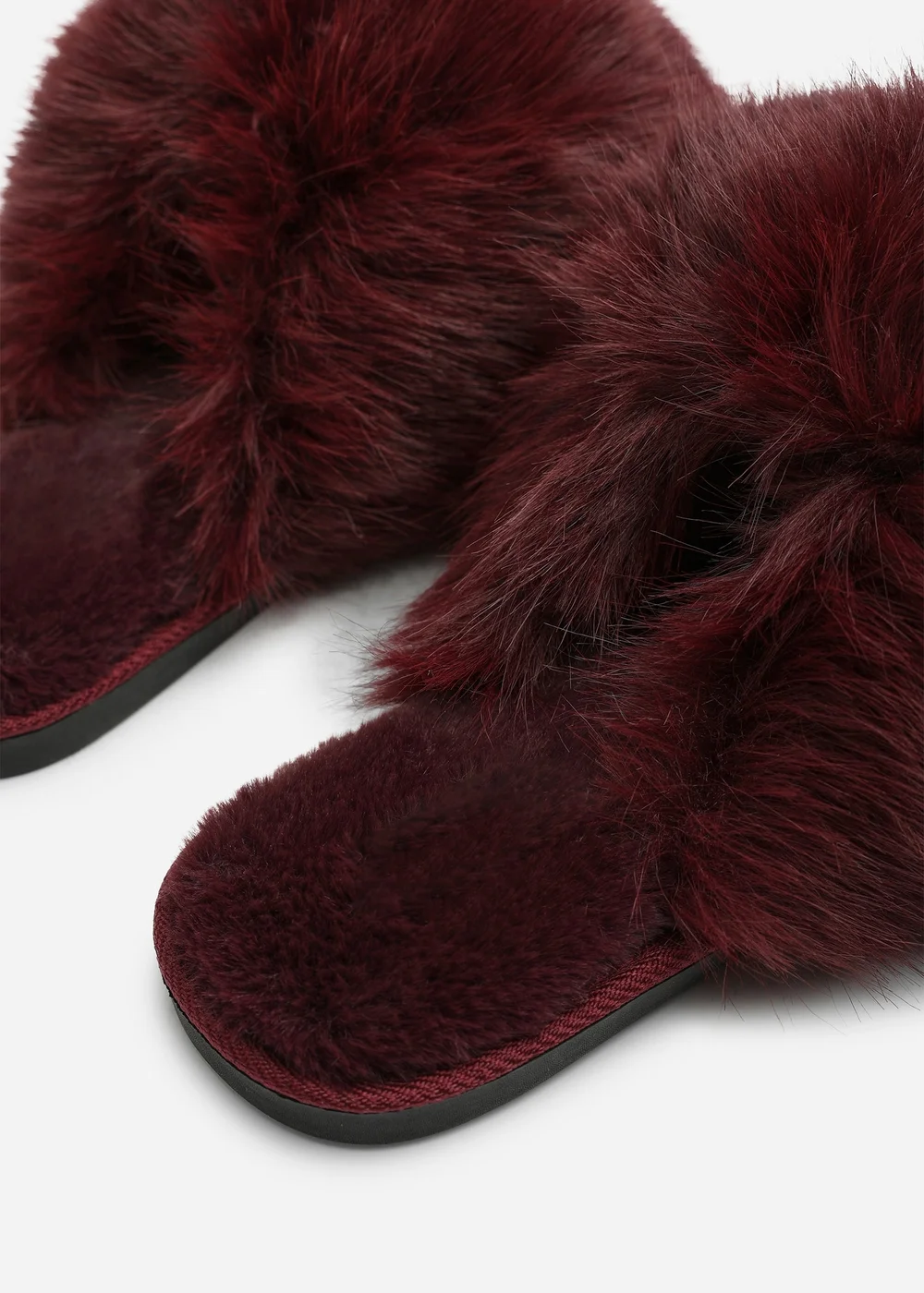 Where's That From Keira Burgundy Extreme Fluffy Oversized Faux Fur Slippers - 6 Image 4