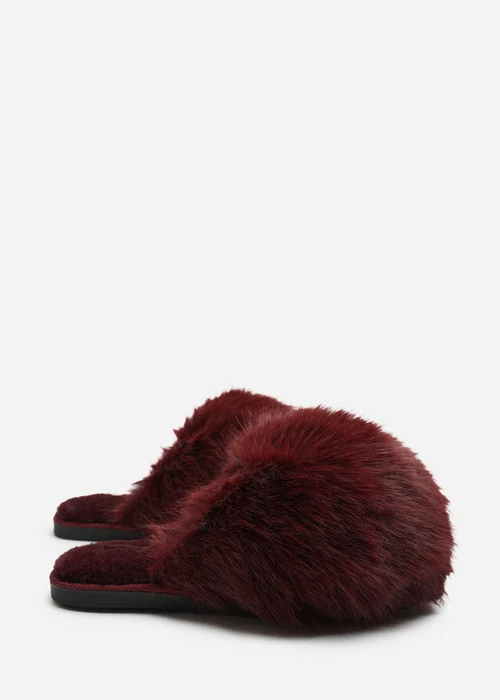 Where's That From Keira Burgundy Extreme Fluffy Oversized Faux Fur Slippers - 6 Image 5