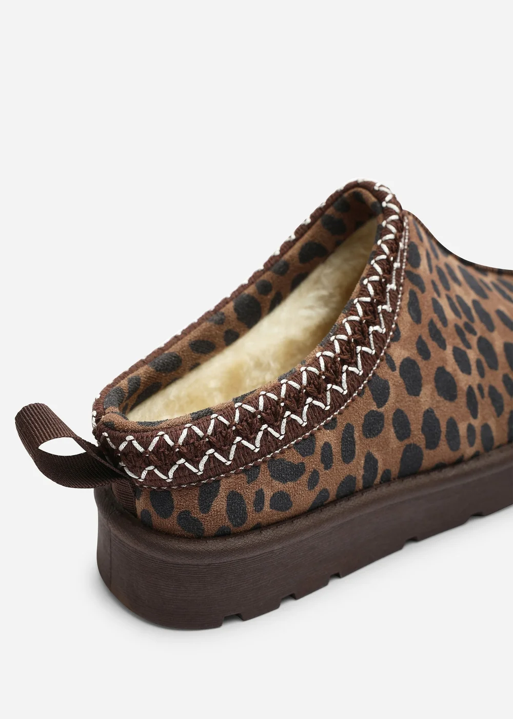 Where's That From Oak Cosy Brown Leopard Fur Lining Slipper - 7 Image 5