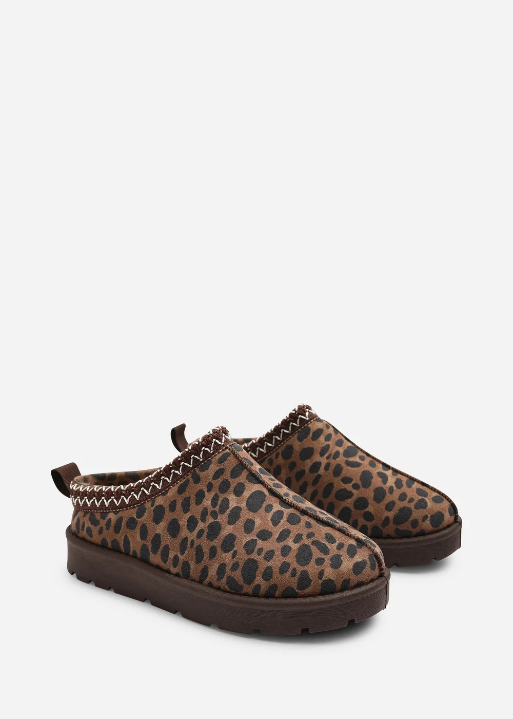 Where's That From Oak Cosy Brown Leopard Fur Lining Slipper - 7 Image 3
