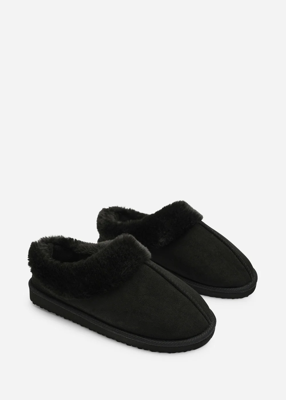 Where's That From Inaya Black Mule Slippers With Faux Fur Collar Trim - 6 Image 3