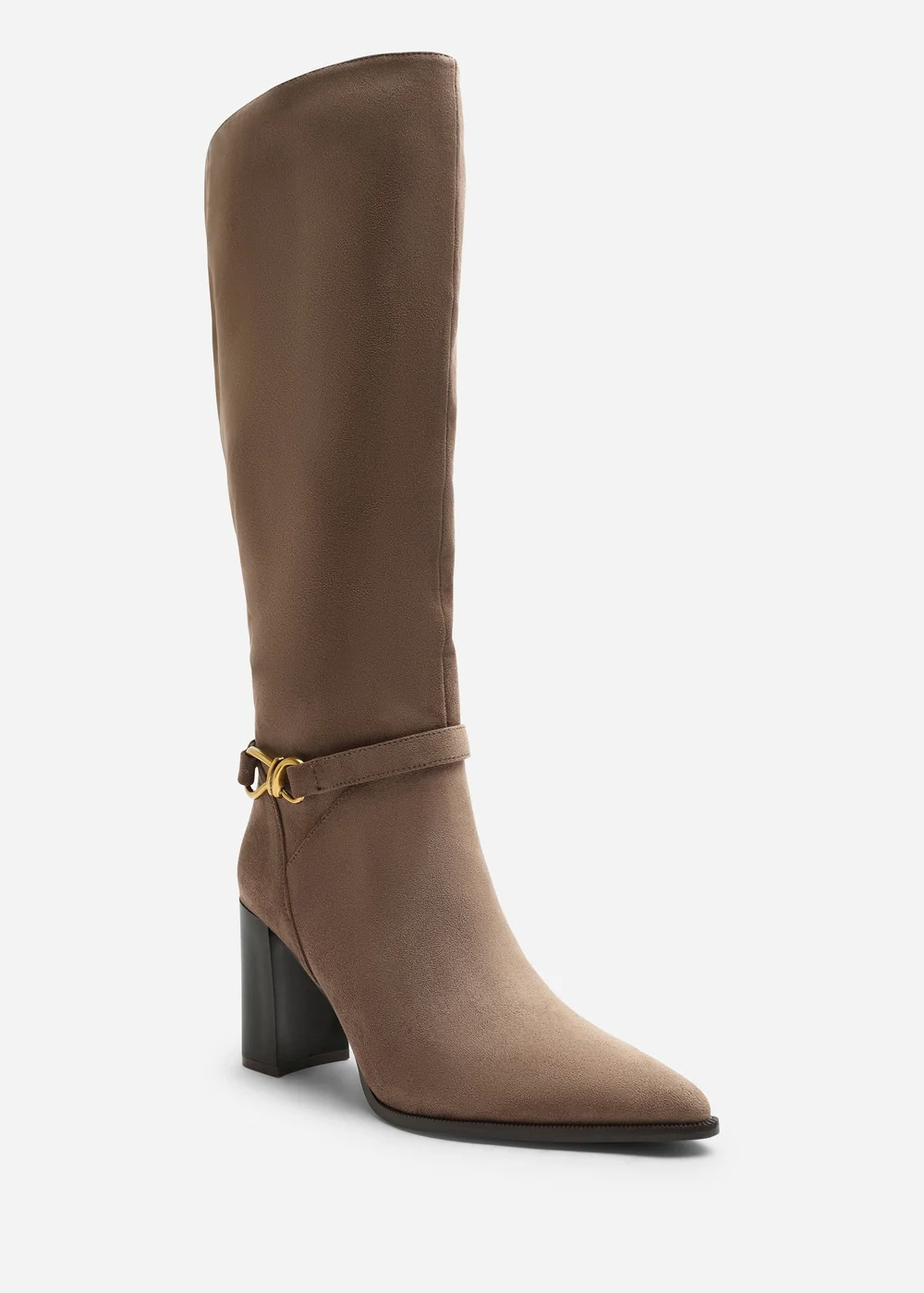 Where's That From Winona Taupe Wide Fit Knot Trim Detail Knee High Boots - 8 Wide Image 2