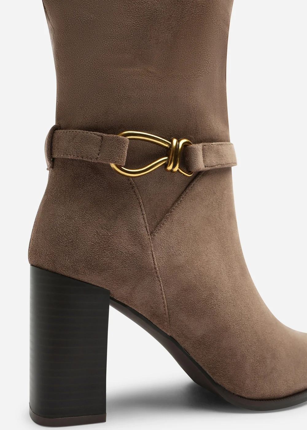 Where's That From Winona Taupe Wide Fit Knot Trim Detail Knee High Boots - 8 Wide Image 4