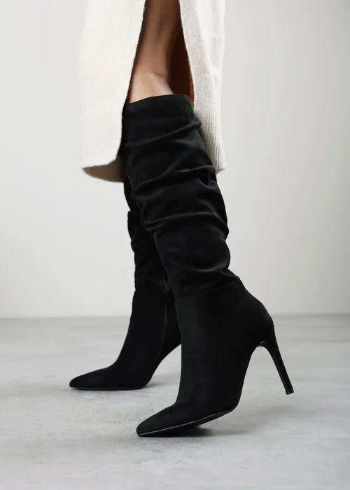 Where's That From Goldie Black Slouch Pointed Toe Knee High Heeled Boot - 5 Image 2