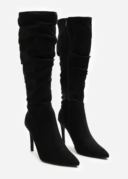 Where's That From Goldie Black Slouch Pointed Toe Knee High Heeled Boot - 5 Image 3
