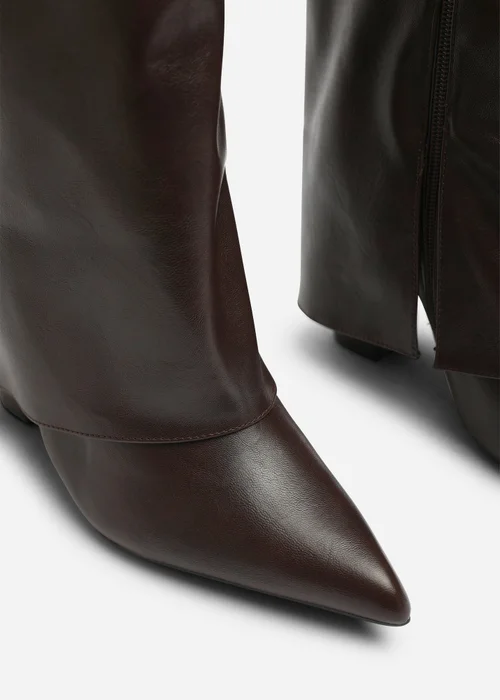 Where's That From Nareva Brown Trim Detail Fold Over Shark Block Heel Pointed Toe Boots - 8 Image 3