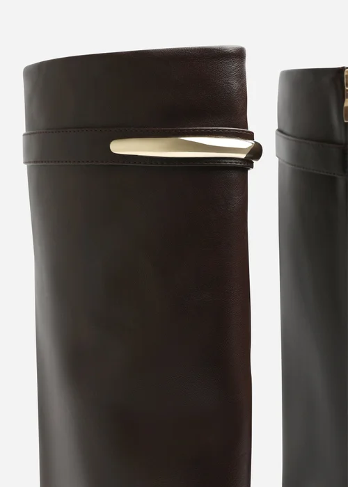 Where's That From Nareva Brown Trim Detail Fold Over Shark Block Heel Pointed Toe Boots - 8 Image 2