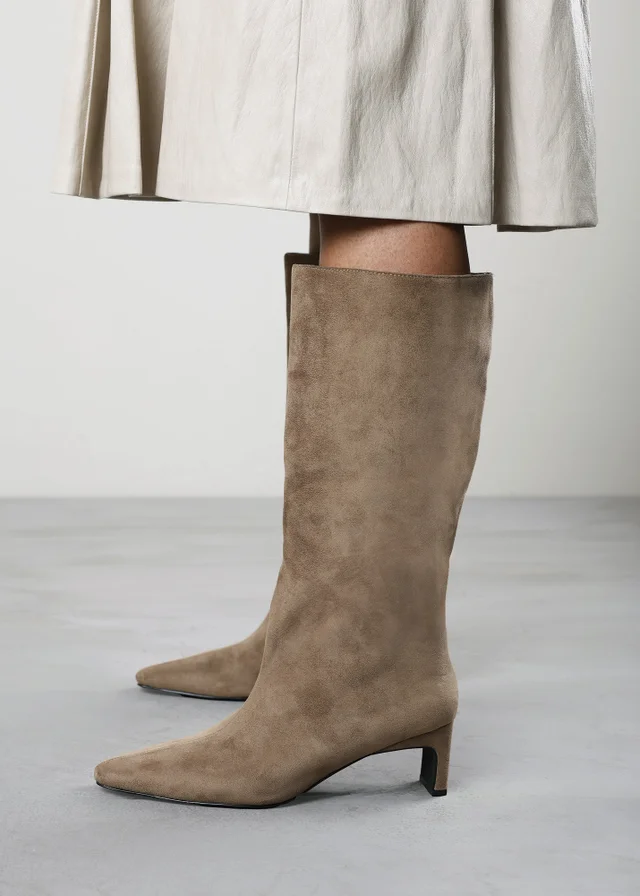 Where's That From Mckinley Taupe Knee High Straight Heeled Boot