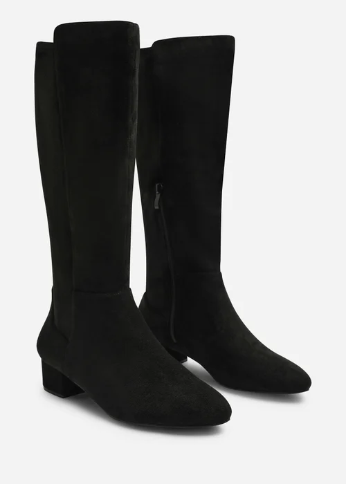 Where's That From Paislee Black Round Toe Block Heel Stretch Boots - 7 Image 3