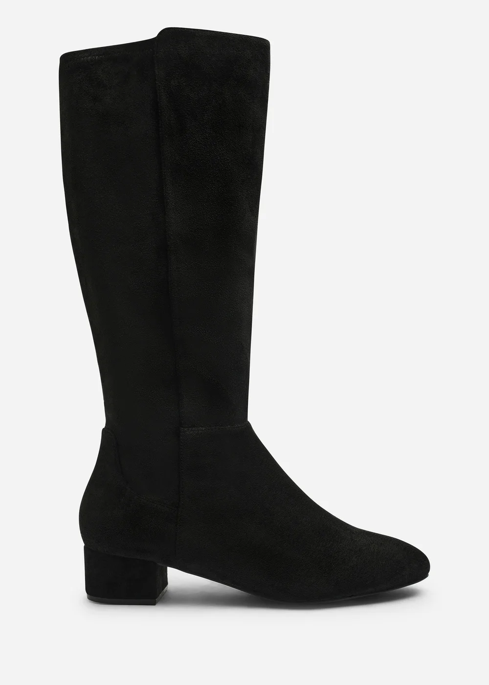 Where's That From Paislee Black Wide Fit Round Toe Block Heel Stretch Boots - 6 Wide Image 1