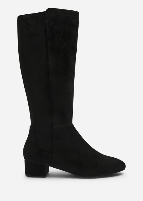 Where's That From Paislee Black Wide Fit Round Toe Block Heel Stretch Boots - 6 Wide Image 1