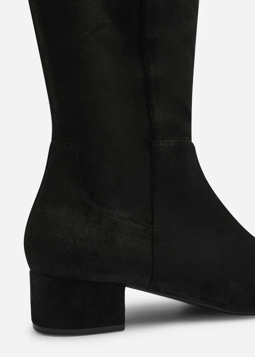 Where's That From Paislee Black Wide Fit Round Toe Block Heel Stretch Boots - 6 Wide Image 4
