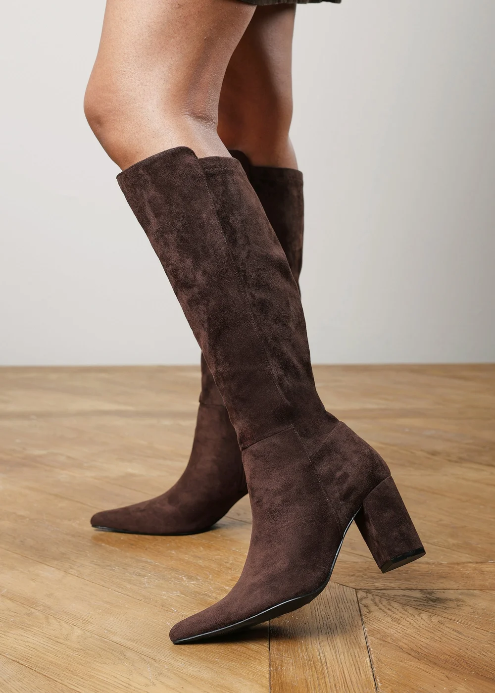 Where's That From Georgina Dark Brown Stretch Knee High Pointed Boots - 5 Image 5