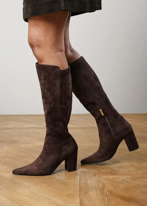 Where's That From Georgina Dark Brown Stretch Knee High Pointed Boots - 5 Image 2