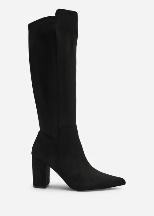 Where's That From Georgina Black Wide Fit Stretch Knee High Pointed Boots - 8 Wide Image 1