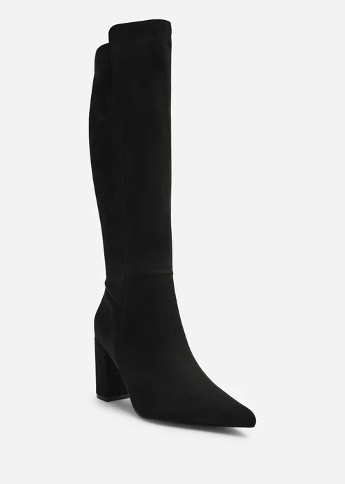 Where's That From Georgina Black Wide Fit Stretch Knee High Pointed Boots - 8 Wide Image 2