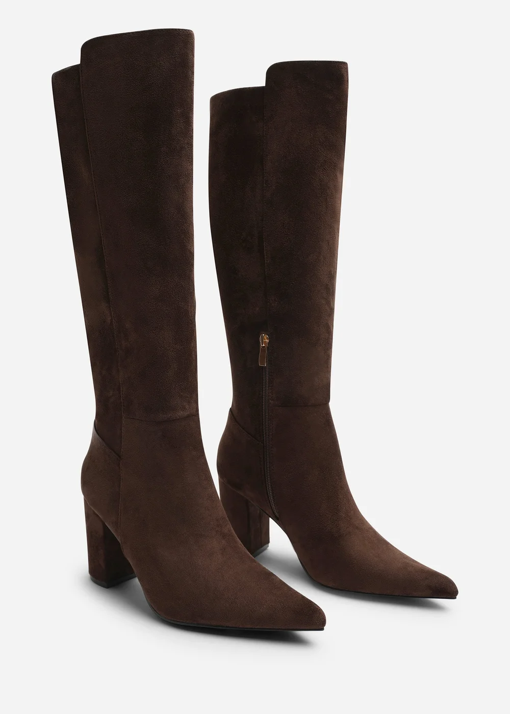 Where's That From Georgina Dark Brown Wide Fit Stretch Knee High Pointed Boots - 4 Wide Image 3