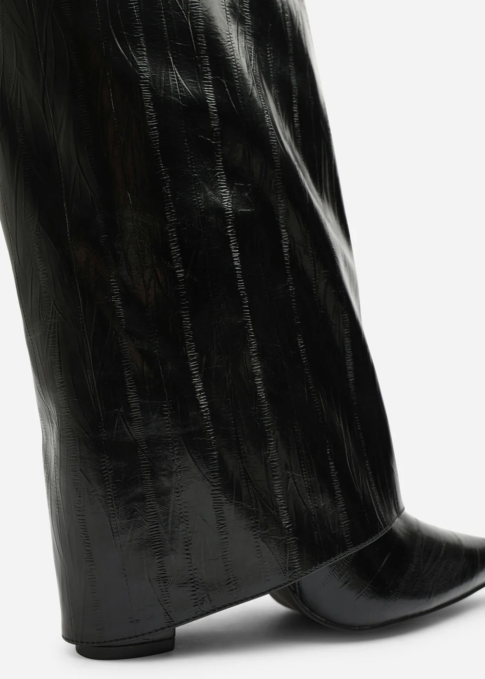 Where's That From Keira Black Eel Fold Over Shark Block Heel Pointed Toe Boots - 6 Image 4