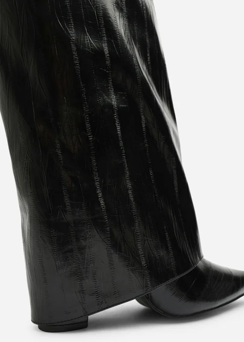 Where's That From Keira Black Eel Fold Over Shark Block Heel Pointed Toe Boots - 6 Image 4
