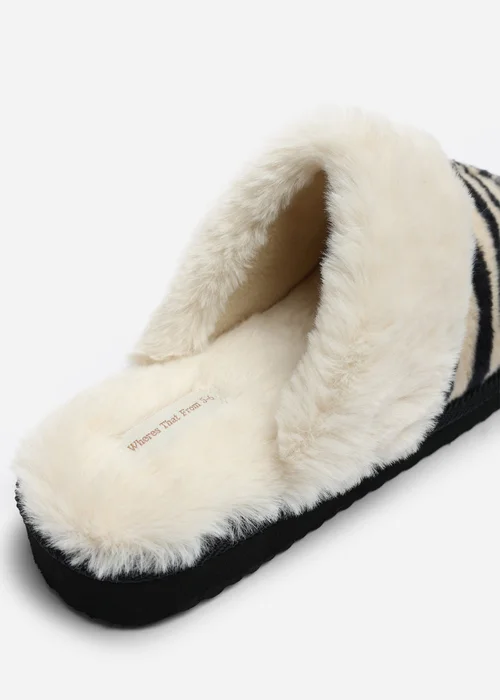 Where's That From Delsa Zebra Faux Fur Trim Mule Slippers - 6 Image 4