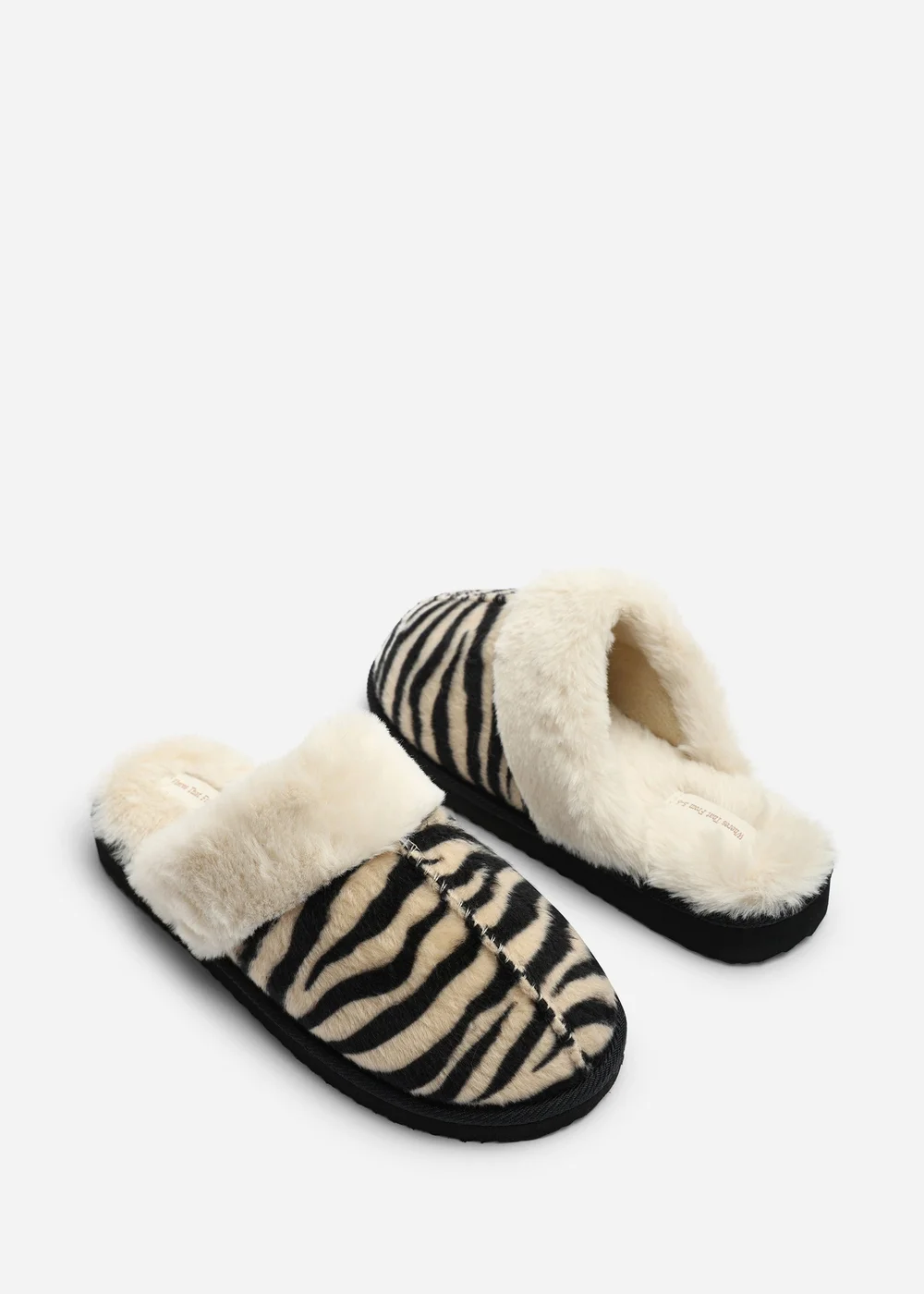 Where's That From Delsa Zebra Faux Fur Trim Mule Slippers - 6 Image 3
