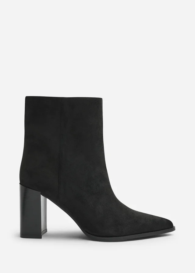 Where's That From Daryna Black Stacked Heel Pointed Ankle Boot