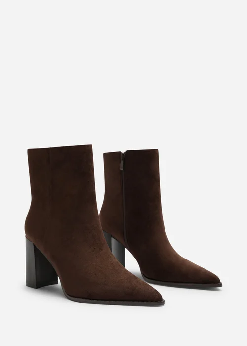 Where's That From Daryna Dark Brown Stacked Heel Pointed Ankle Boot - 5 Image 3