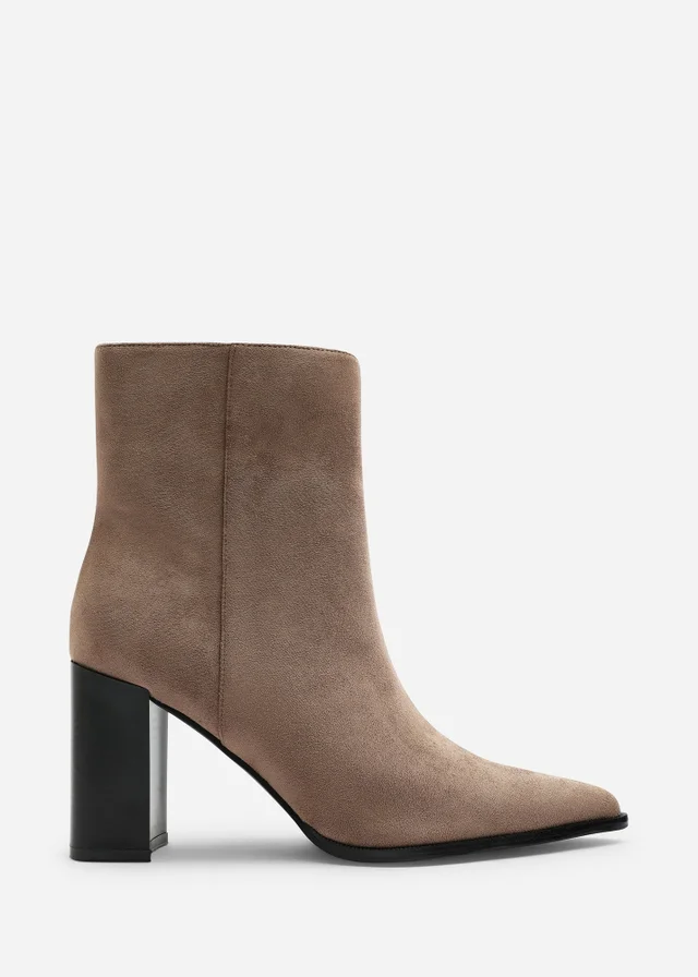 Where's That From Daryna Taupe Stacked Heel Pointed Ankle Boot
