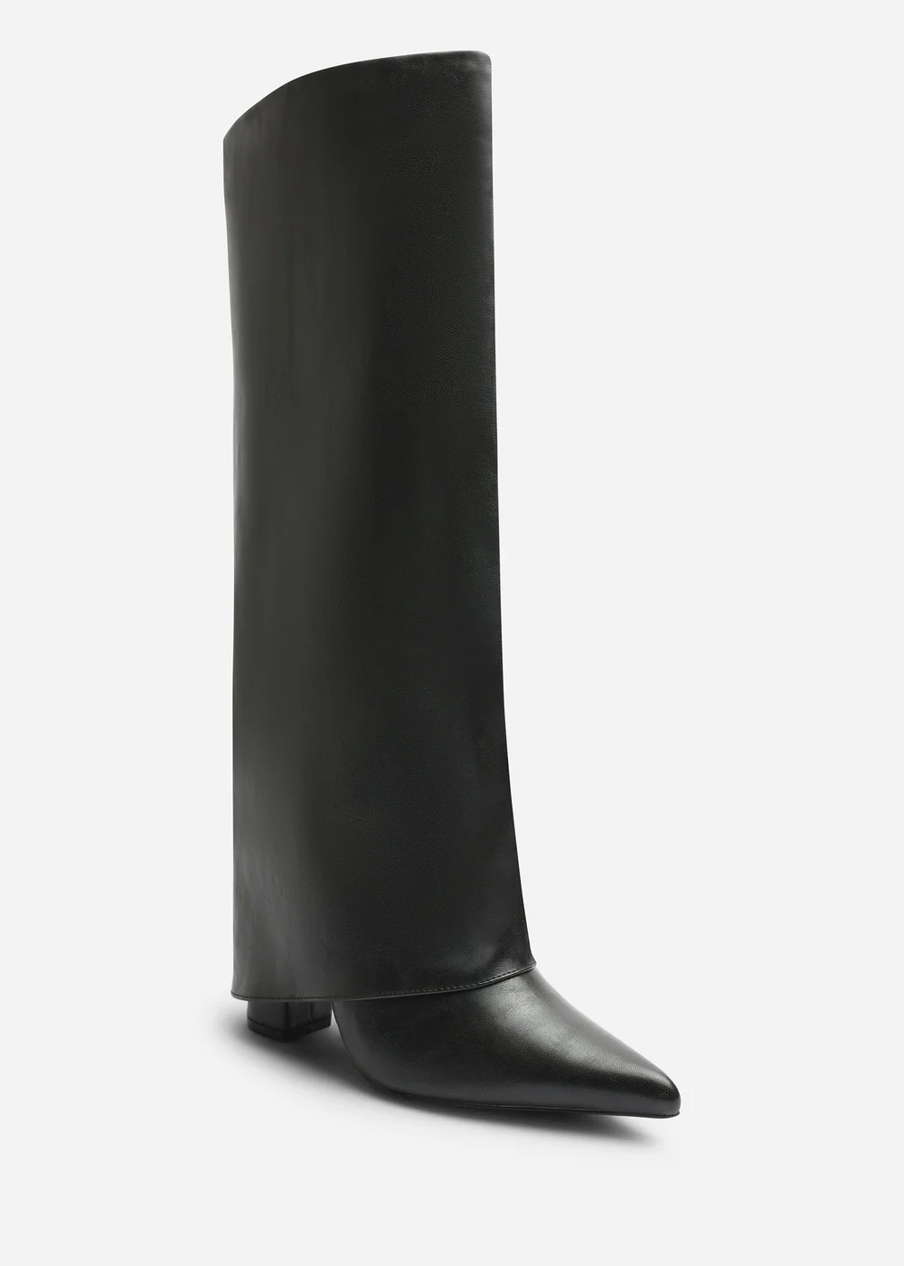 Where's That From Makenzie Black Fold Down Knee High Heeled Shark Boots - 7 Image 1