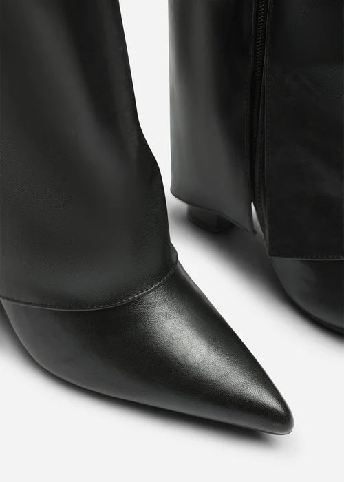 Where's That From Makenzie Black Fold Down Knee High Heeled Shark Boots - 7 Image 3