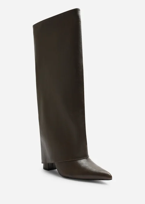 Where's That From Makenzie Brown Fold Down Knee High Heeled Shark Boots - 8 Image 2