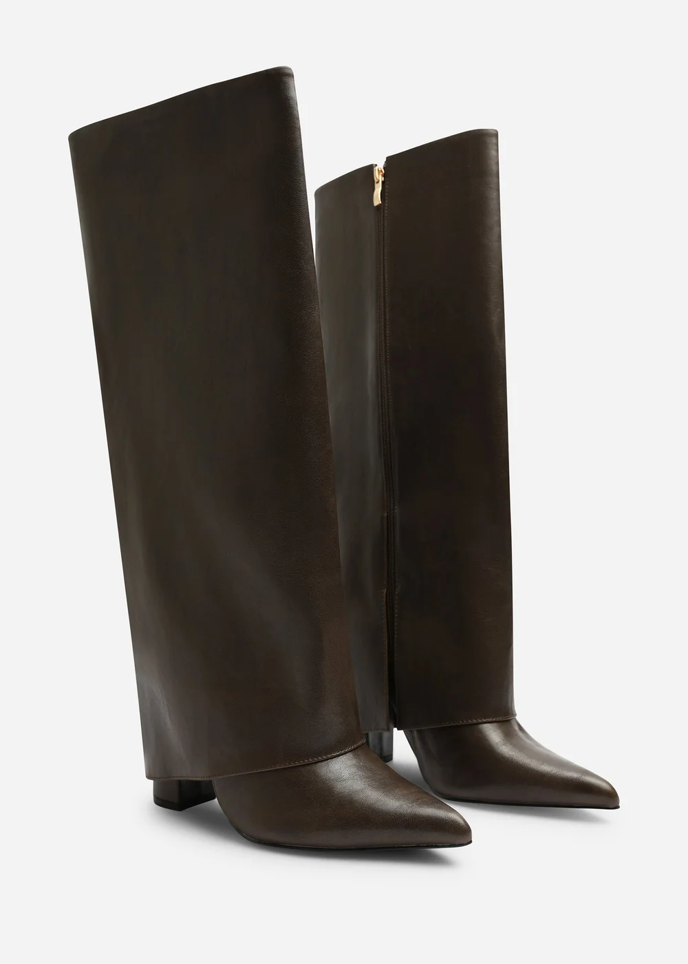 Where's That From Makenzie Brown Fold Down Knee High Heeled Shark Boots - 8 Image 3