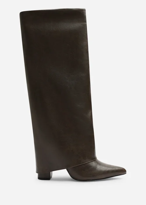 Where's That From Makenzie Brown Fold Down Knee High Heeled Shark Boots - 8 Image 1