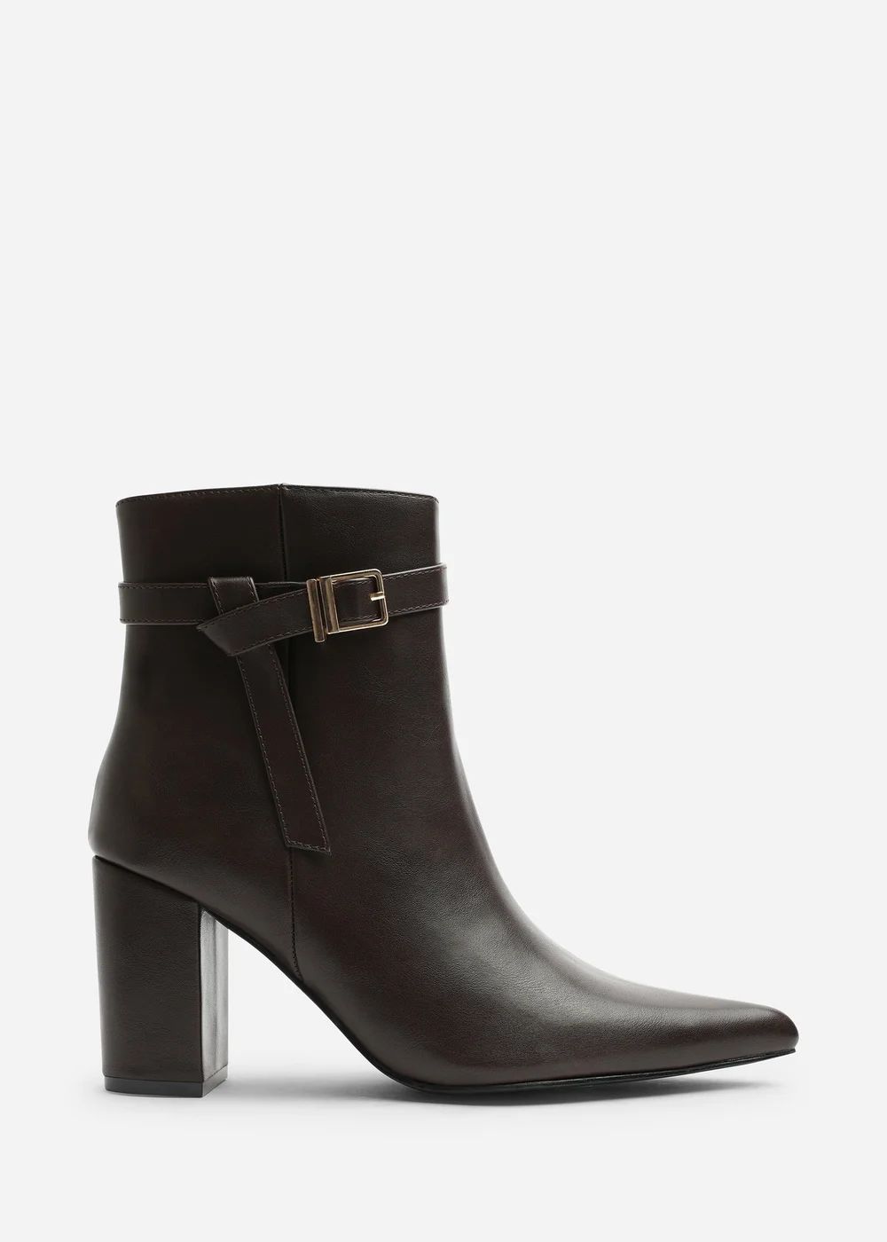 Where's That From Evania Dark Brown Buckle Strap Detail Block Heeled Ankle Boot - 5 Image 1