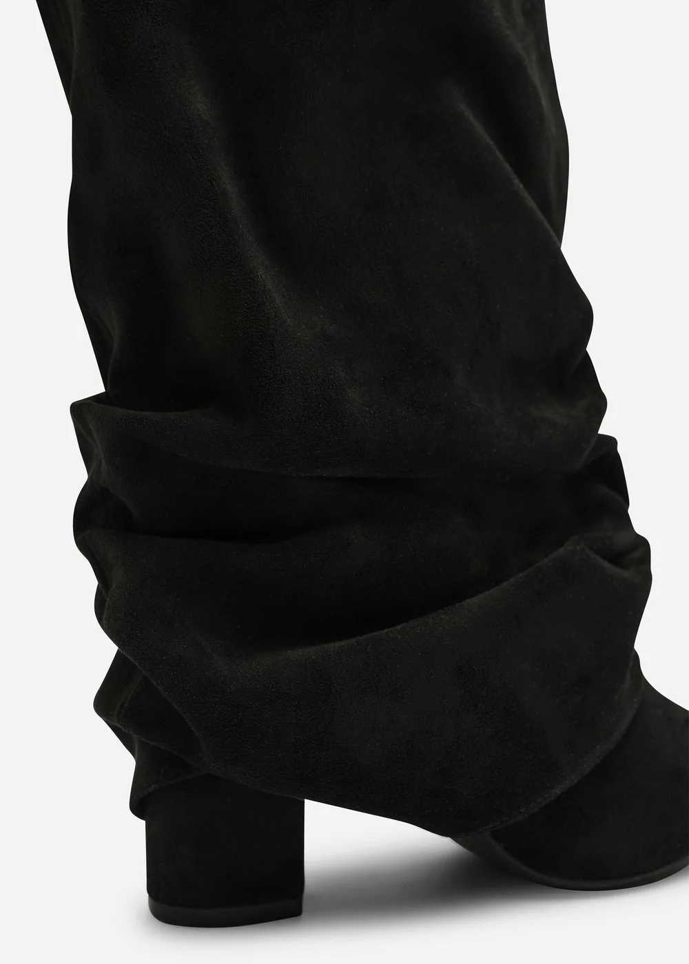 Where's That From Galilea Black Ruched Fold Down Knee High Heeled Shark Boots - 6 Image 4