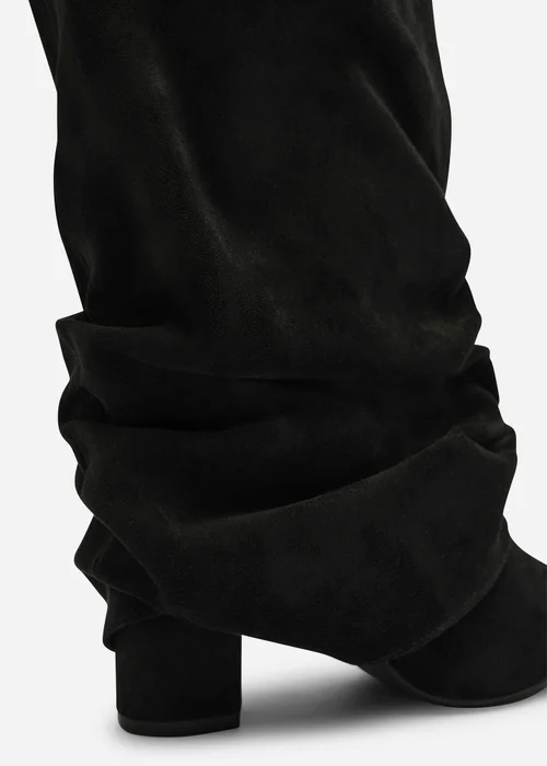 Where's That From Galilea Black Ruched Fold Down Knee High Heeled Shark Boots - 6 Image 4