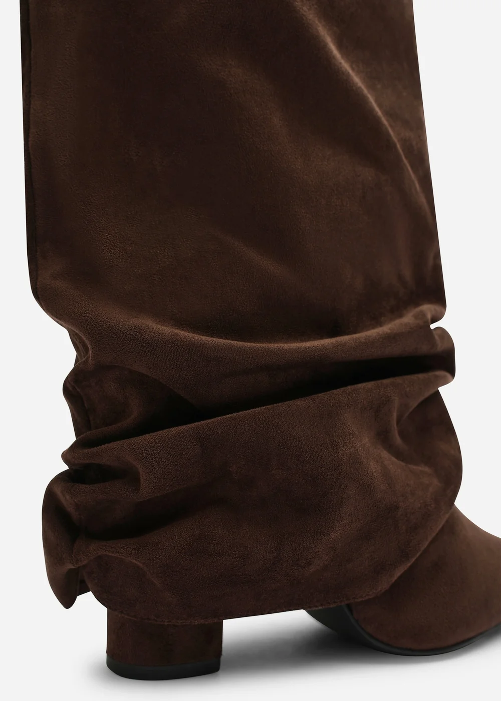 Where's That From Galilea Dark Brown Ruched Fold Down Knee High Heeled Shark Boots - 4 Image 4
