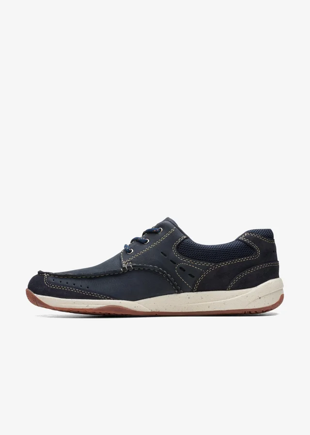 Clarks Mens Blue Allston Edge Nubuck Standard