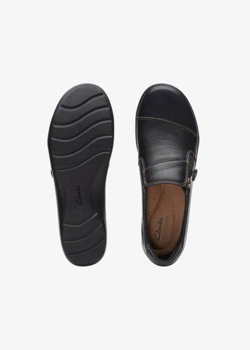 Clarks Womens Black Cora Harbor Leather Wide - 4.5 Image 6