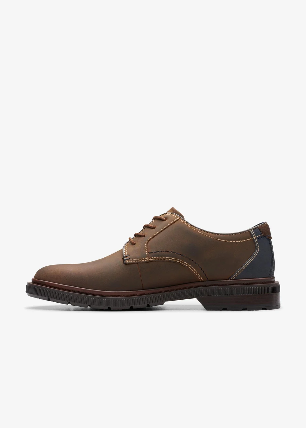 Clarks Mens Brown Burchill Derby Leather Standard - 7.5 Image 2