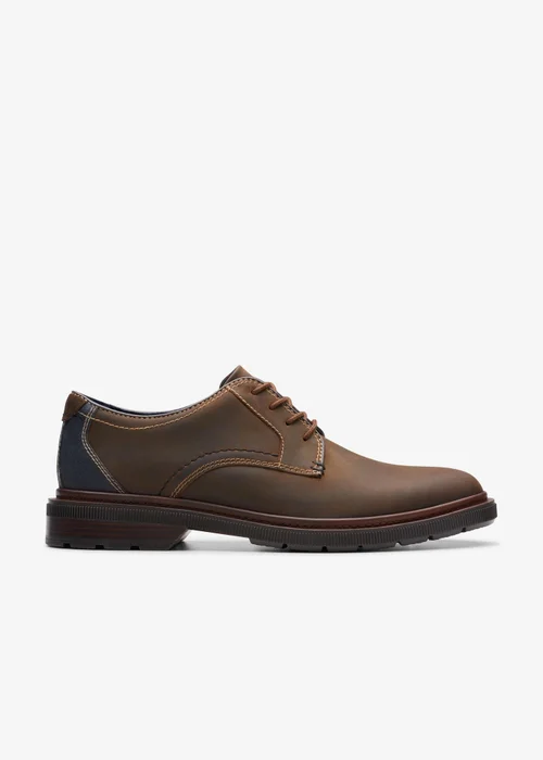 Clarks Mens Brown Burchill Derby Leather Standard - 7.5 Image 1