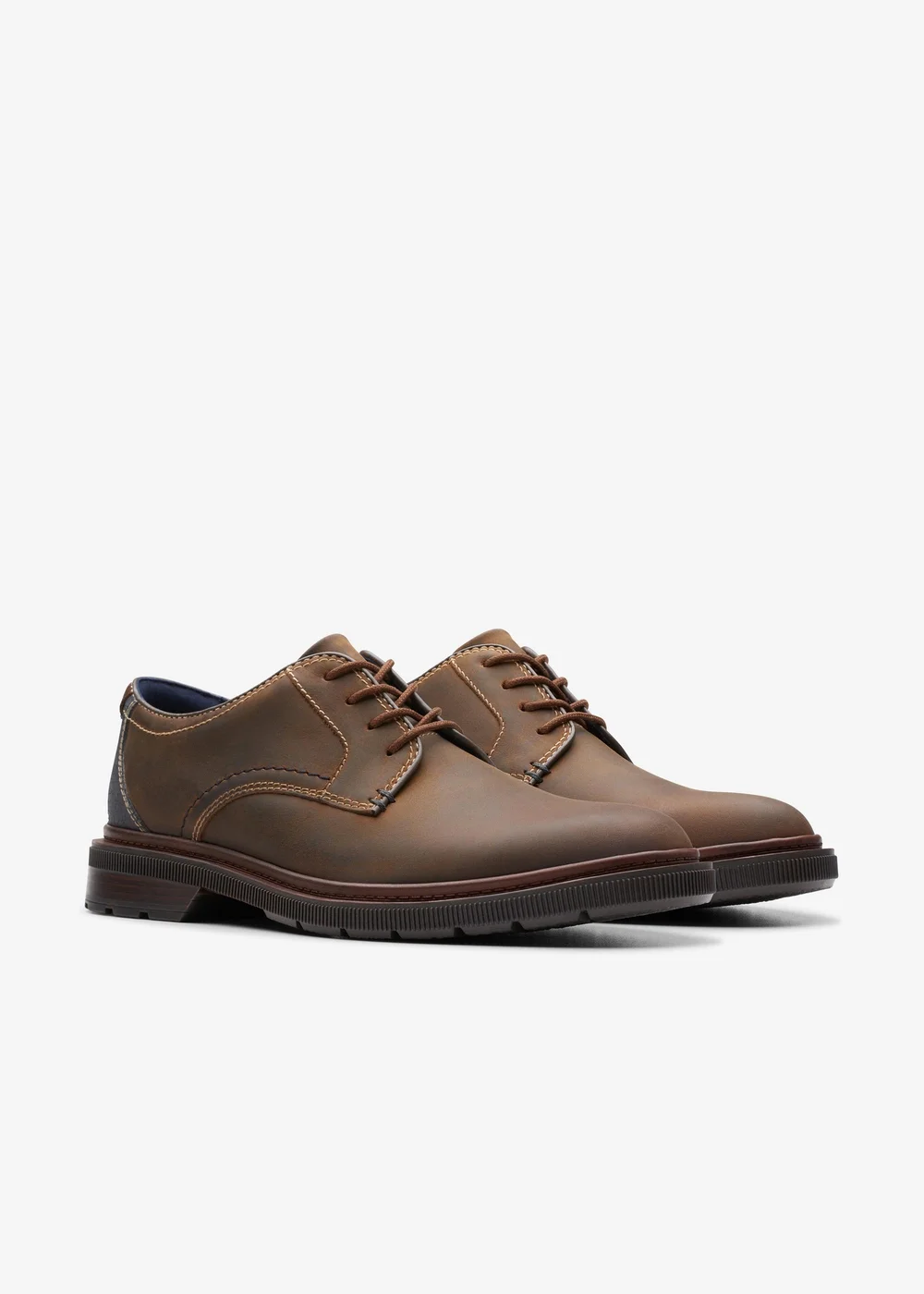 Clarks Mens Brown Burchill Derby Leather Standard - 7.5 Image 4