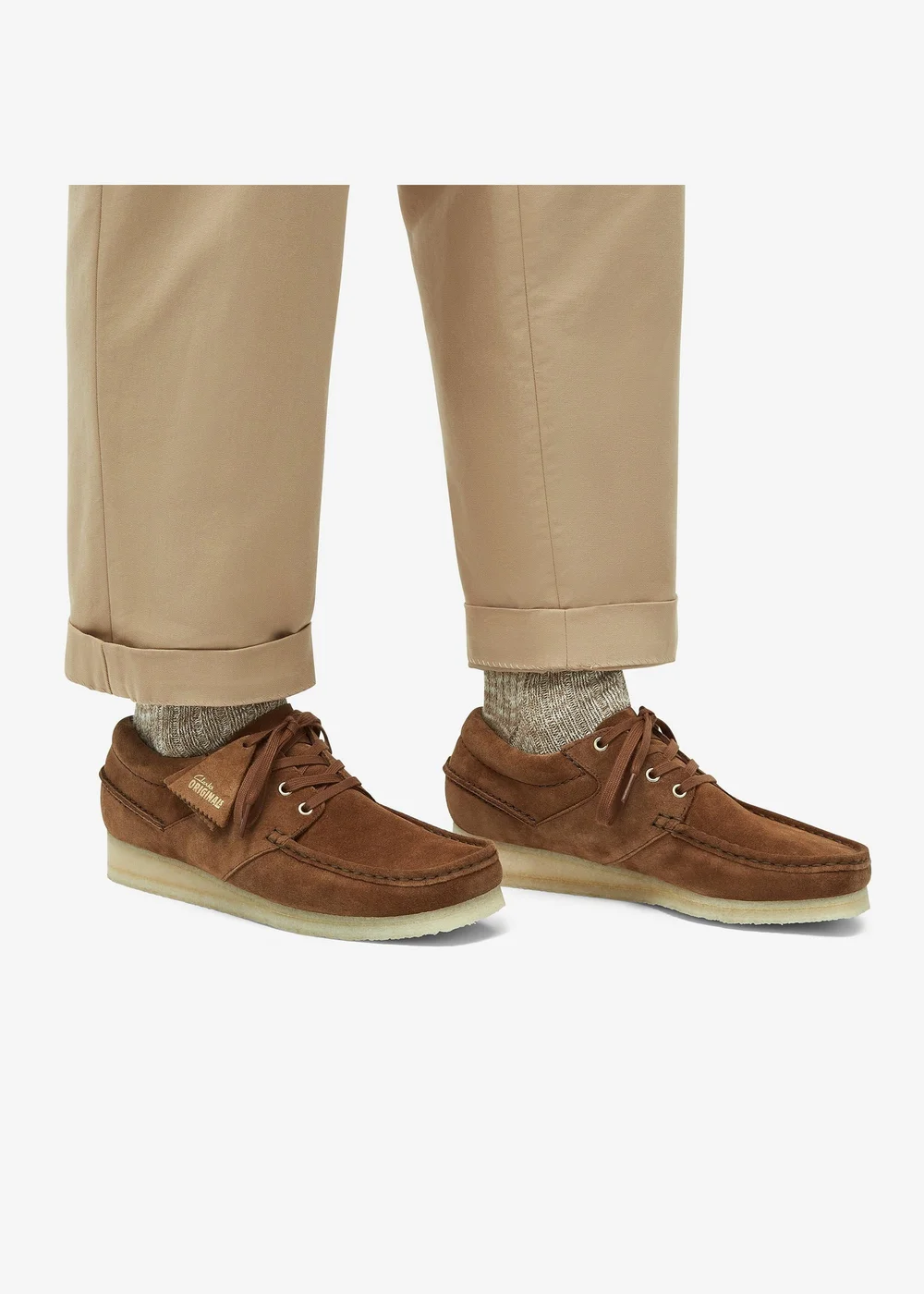 Clarks Originals Mens Brown Wallabee Boat Suede Standard - 7.5 Image 2