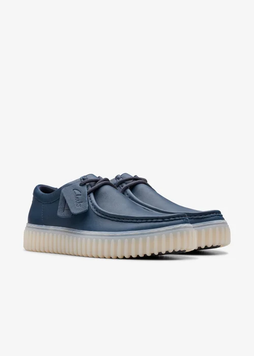 Clarks Mens Blue Torhill Lo Leather Standard - 6 Image 4